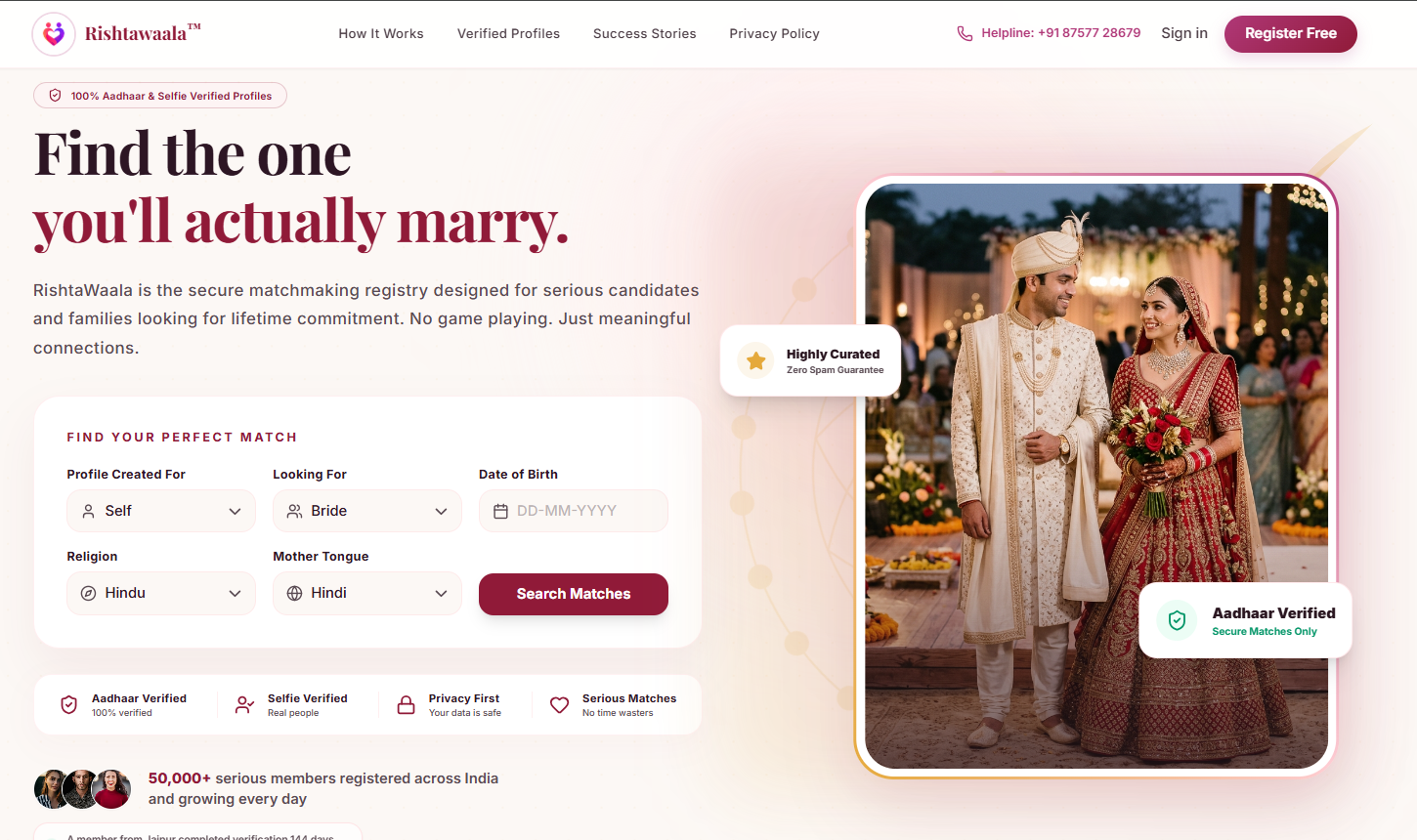 Rishtawaala — Matrimonial Platform Interface
