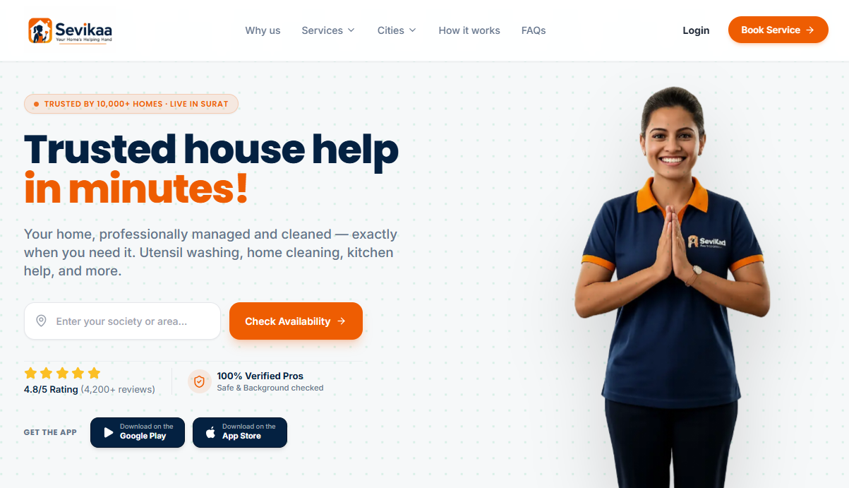 Sevikaa.com — House Help Booking System Interface